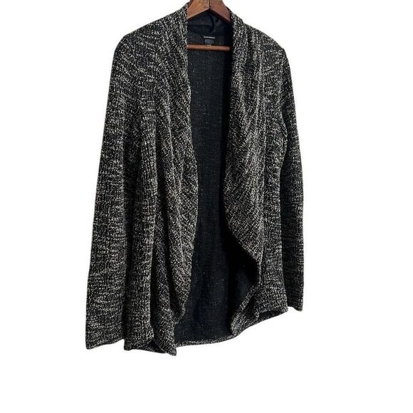 Club Monaco Kiki Drape Open Front Boucle Textured Cardigan Sweater Black Size XS - Picture 2 of 9